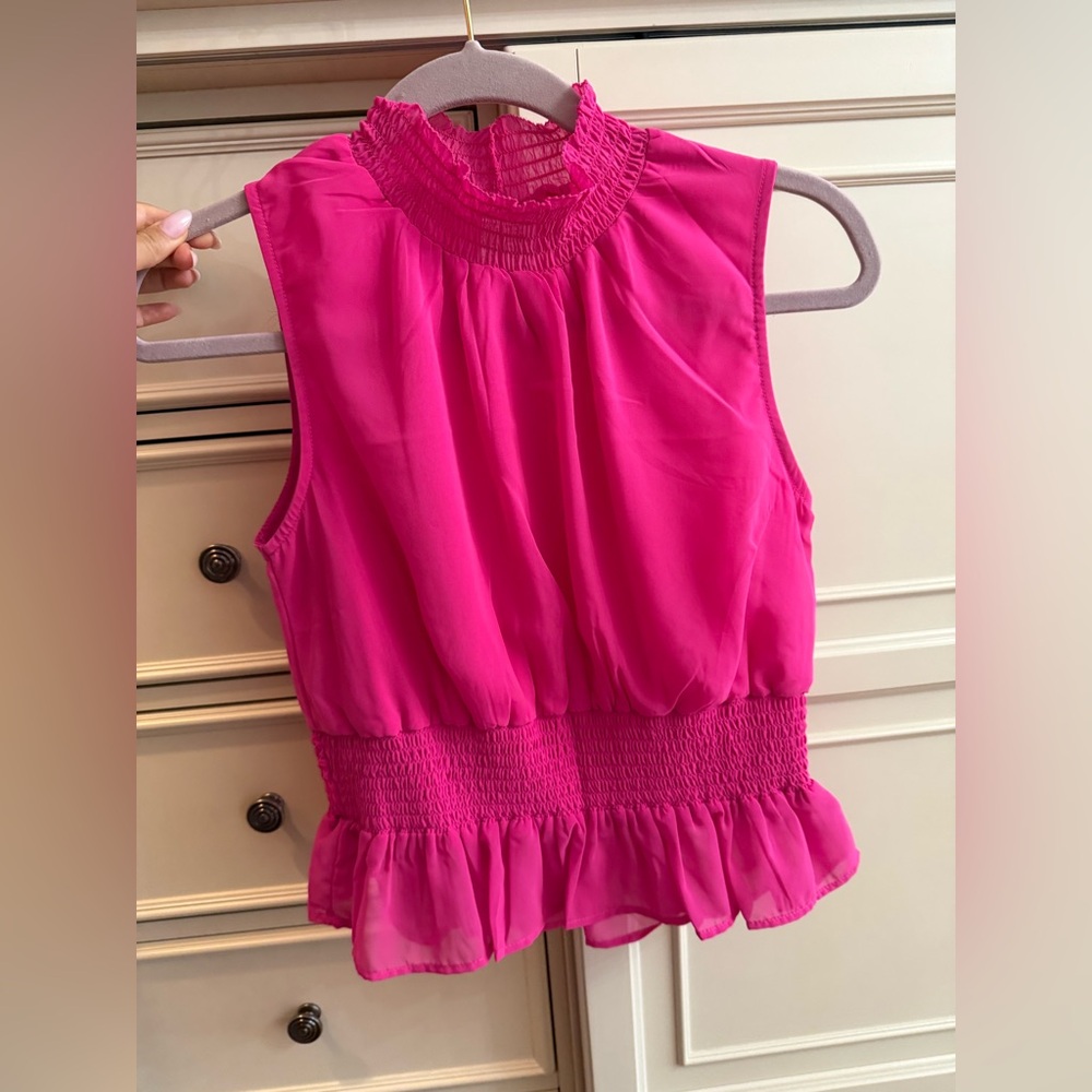 Hot Pink Sleeveless Blouse